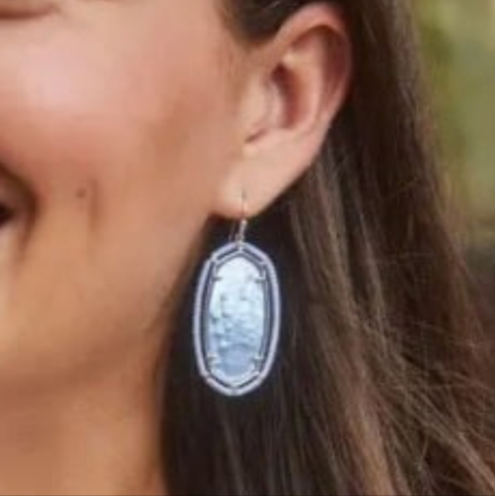 NEW! Kendra Scott Threaded Elle Silver Drop Earrings In Periwinkle Illusion